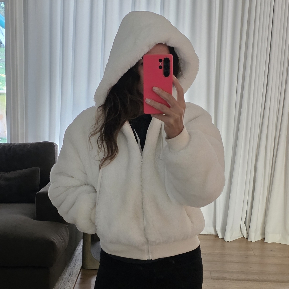 Blanc Noir Cozy ASPEN White Satin-Lined Jacket